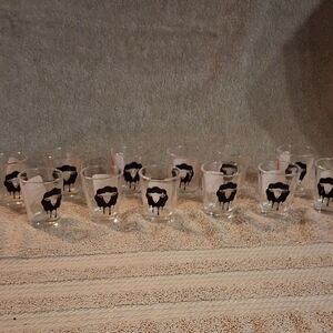 Set of 12 Clear Glasses with Black Sheep Design